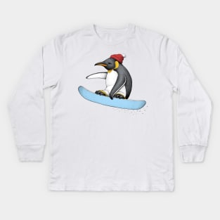 Flying Penguin (Color Version) Kids Long Sleeve T-Shirt